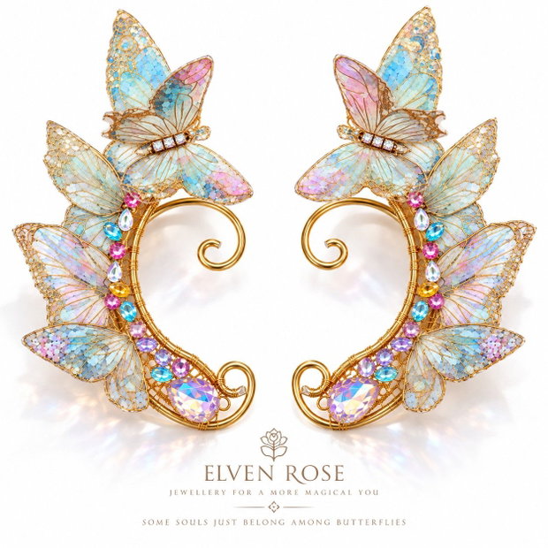 Whispering Wings cercei ear cuff cu fluturi