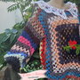 Bluza granny square cu guleras alb
