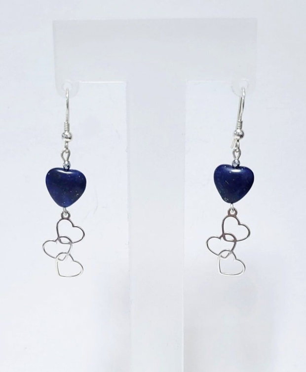 Cercei argint 925 cu lapis lazuli si hematit