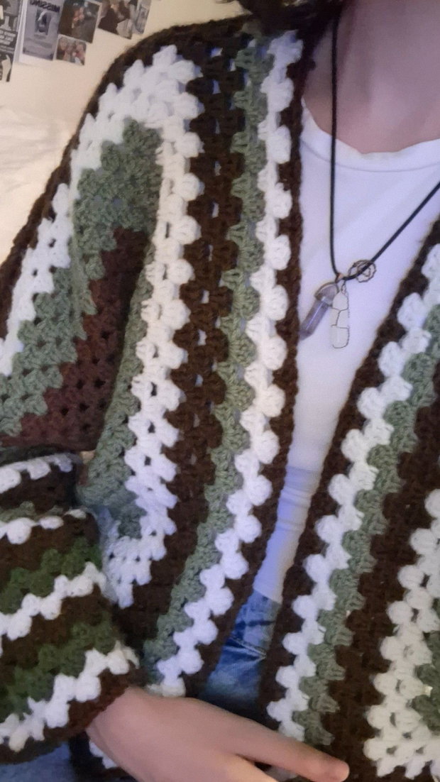 Cardigan oversize croșetat manual / Cardigan culori pământii