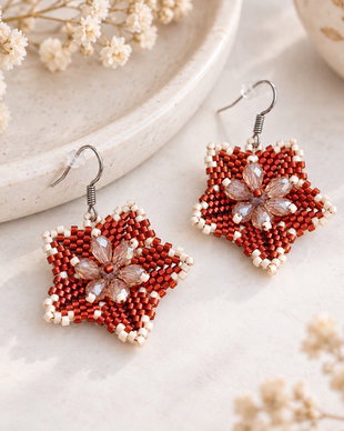 Cercei handmade Flori de catifea - REZERVATI