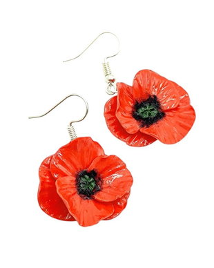 Cercei handmade din fimo, maci rosii, 4701