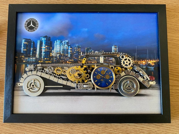 Mercedes Benz Super Sport 1928 Cod M 734・Tablou din piese si mecanisme vintage・Cadouri zi de nastere