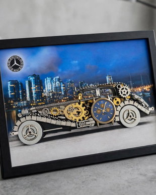 Mercedes Benz Super Sport 1928 Cod M 734・Tablou din piese si mecanisme vintage・Cadouri zi de nastere