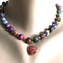 Colier cu agate colorate si pandant inima