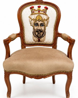 Semifotoliu baroc lemn masiv mahon cu medalion maharajah