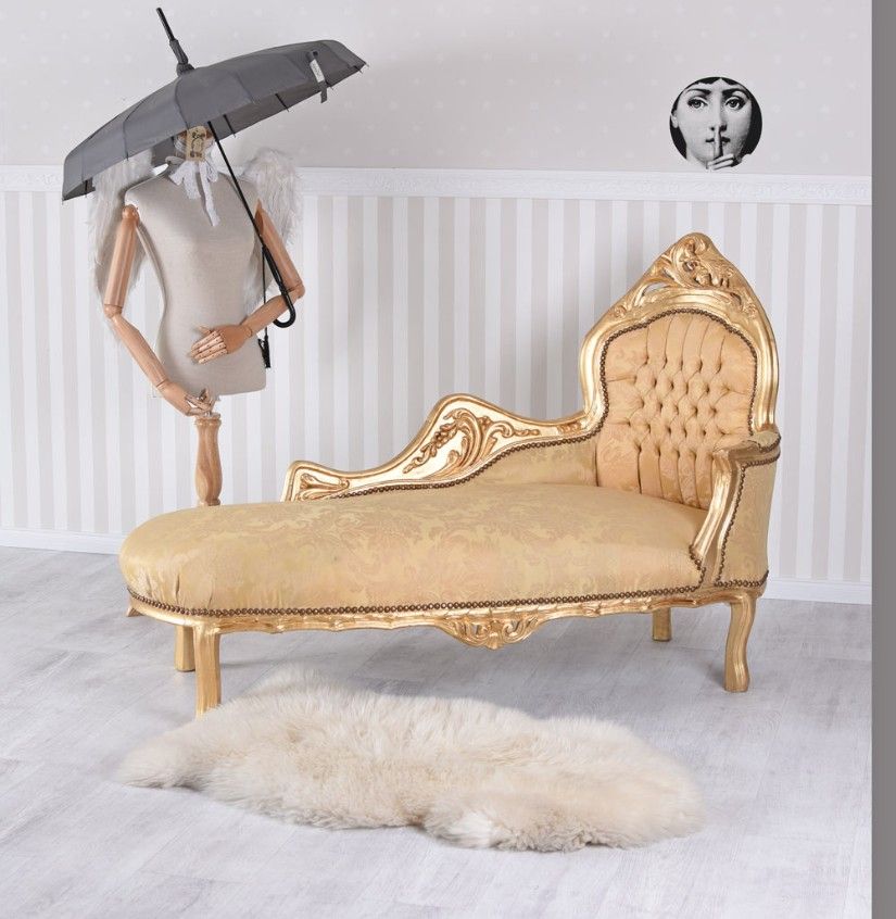 Sofa baroc din lemn masiv auriu cu tapițerie aurie