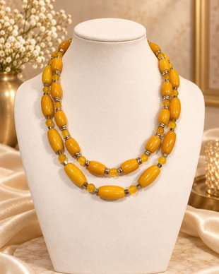 Coliere din jad galben,agate și hematit electroplacat~TWO DROPS OF SUN~