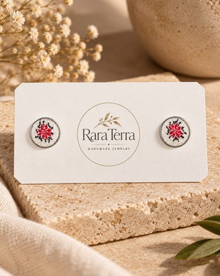 Cercei stud Zestrea  Heirloom Stitch | Lut polimeric | RaraTerra