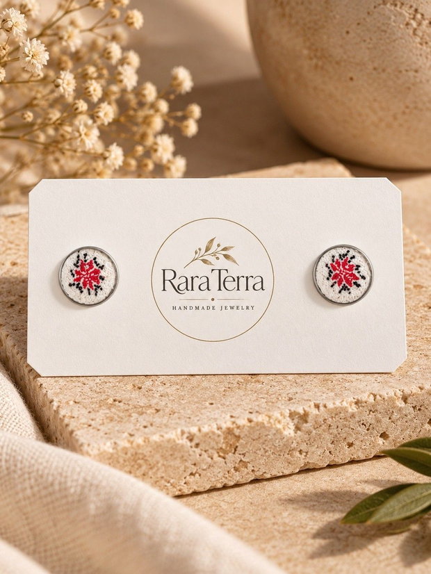 Cercei stud Zestrea  Heirloom Stitch | Lut polimeric | RaraTerra