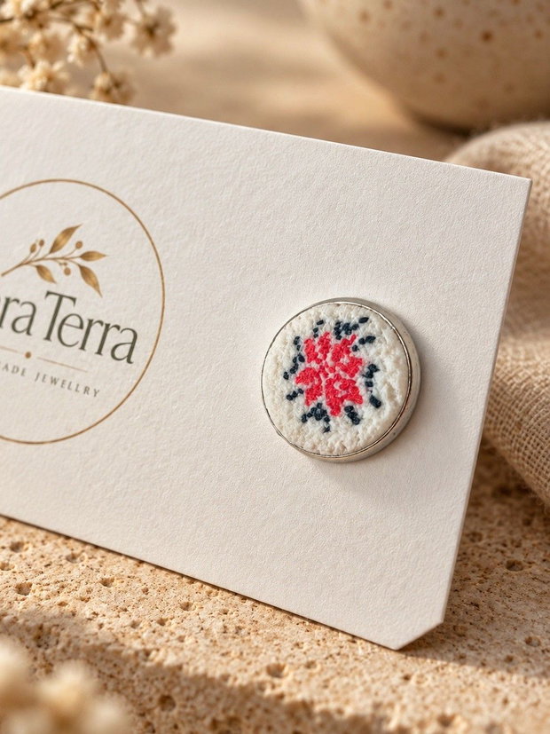 Cercei stud Zestrea  Heirloom Stitch | Lut polimeric | RaraTerra