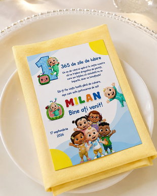 Cartonașe personalizate pentru invitați  Cocomelon