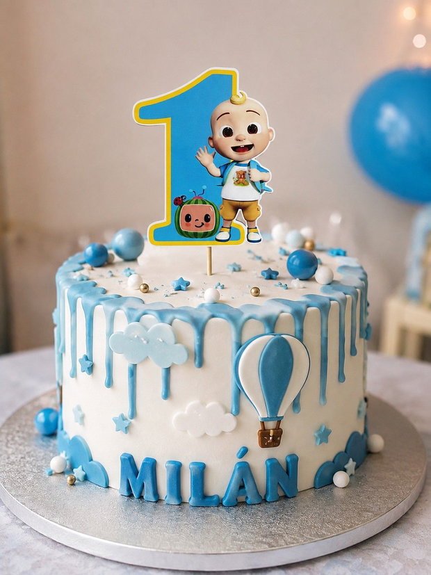 Topper tort Cocomelon cu cifră