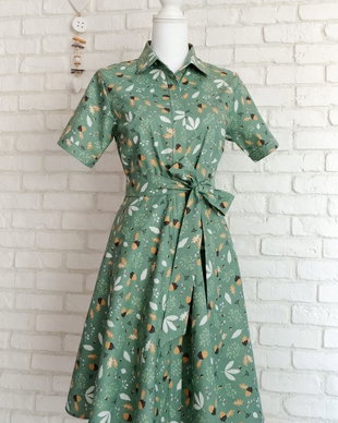 Rochie Camasa Maneca Scurta Verde cu Ghinde