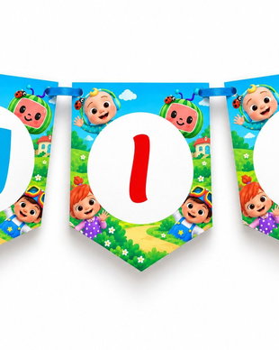 Ghirlandă Cocomelon personalizată pentru aniversări copii