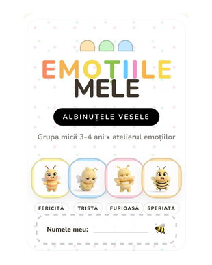 EMOTIILE MELE - Albinutele vesele- Fise Emotii 3-4 ani- PDF printabil