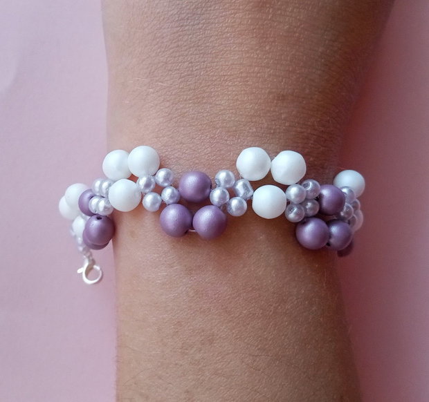 Brățară handmade Lavender Pearl