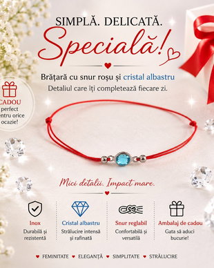Brățară cu Șnur Roșu și Cristal. Un Mic Detaliu, O Mare Emoție