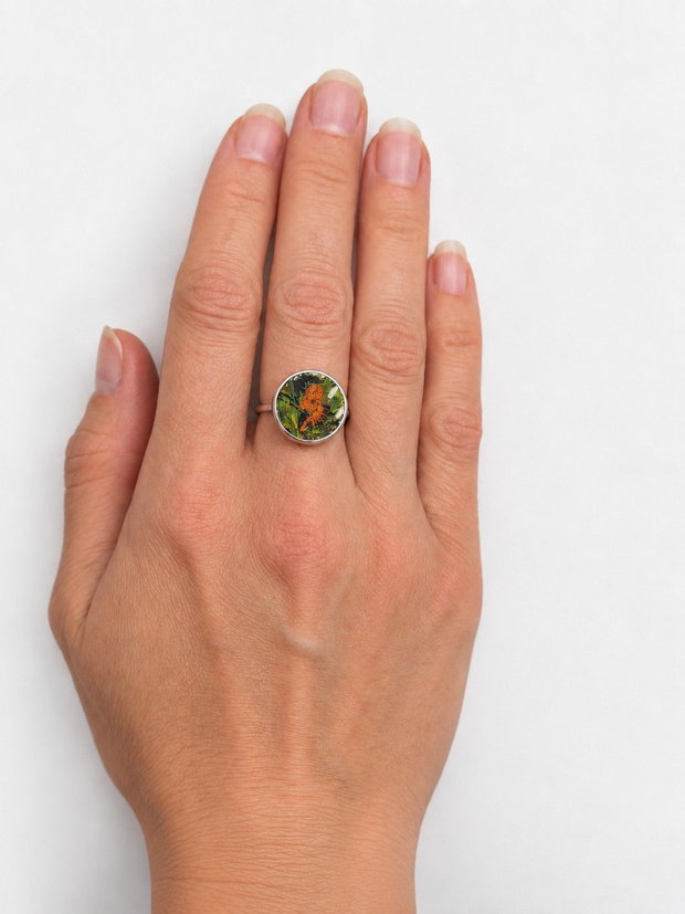 Inel "Little Marigold" din argint si fragment de portelan
