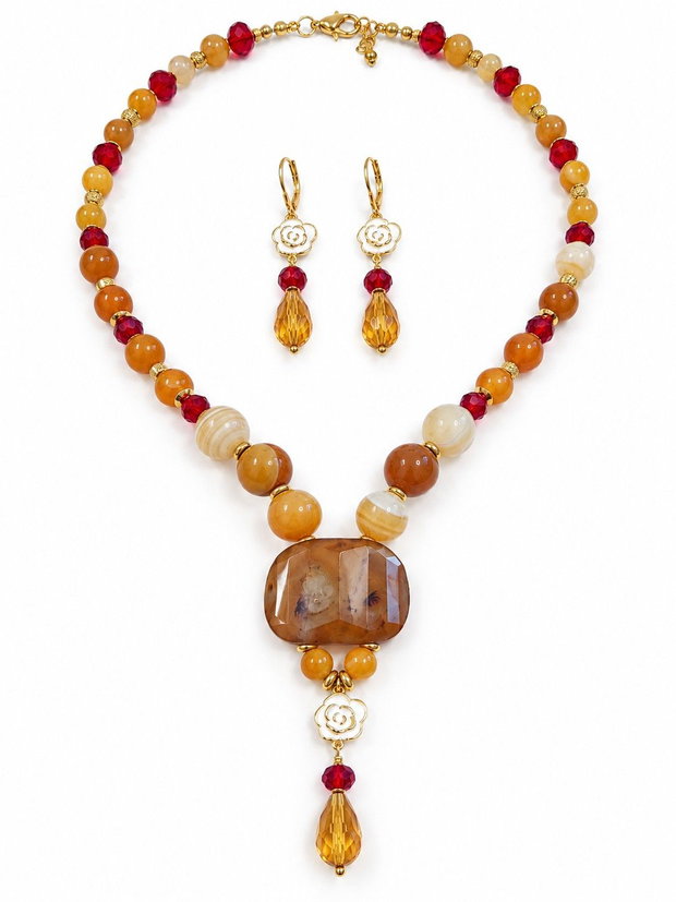 Set bijuterii handmade cu agate-lace