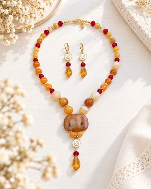 Set bijuterii handmade cu agate-lace