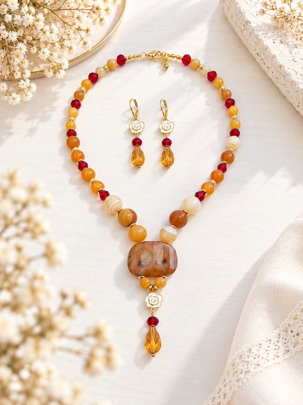 Set bijuterii handmade cu agate-lace