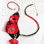 Colier floral rosu negru auriu antic