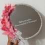 Suport personalizat pentru verighete tip oglindă  decor floral roz