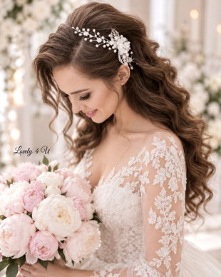 Rihanna  Bridal comb - Accesoriu par cu flori și perle
