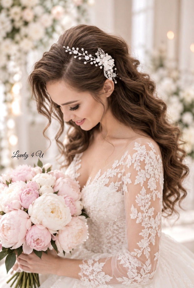 Rihanna Bridal comb - Accesoriu par cu flori și perle