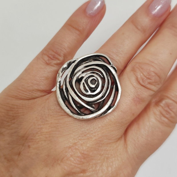 Inel zamac trandafir spiral, Inz117