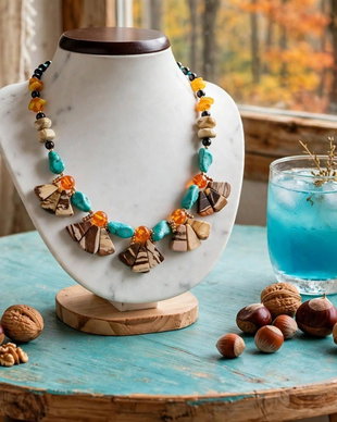 Colier jasp,turquoise ,granat