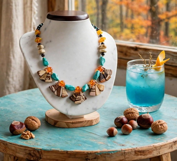 Colier jasp,turquoise ,granat