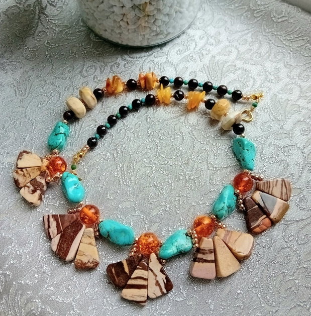 Colier jasp,turquoise ,granat