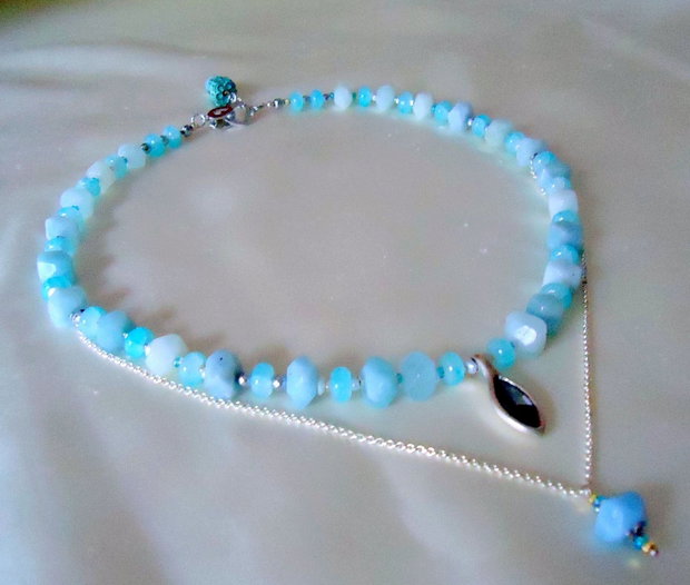 Colier statement cu aquamarin /11/9 mm