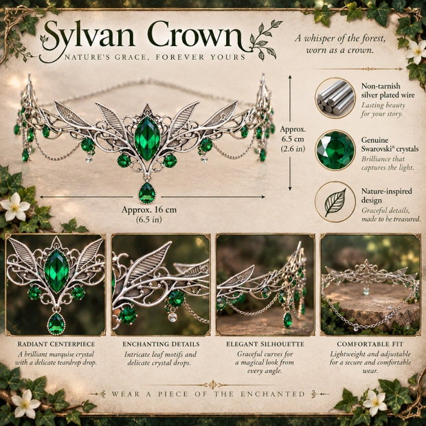 The Sylvan Crown Coroniță Fantasy cu Cristale Swarovski