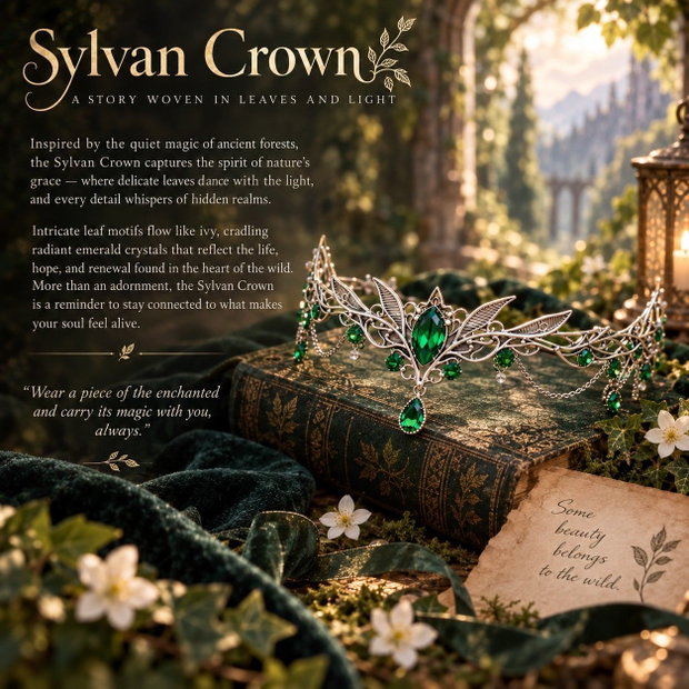 The Sylvan Crown Coroniță Fantasy cu Cristale Swarovski
