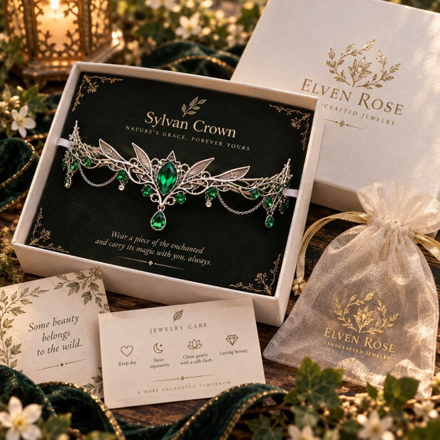 The Sylvan Crown Coroniță Fantasy cu Cristale Swarovski