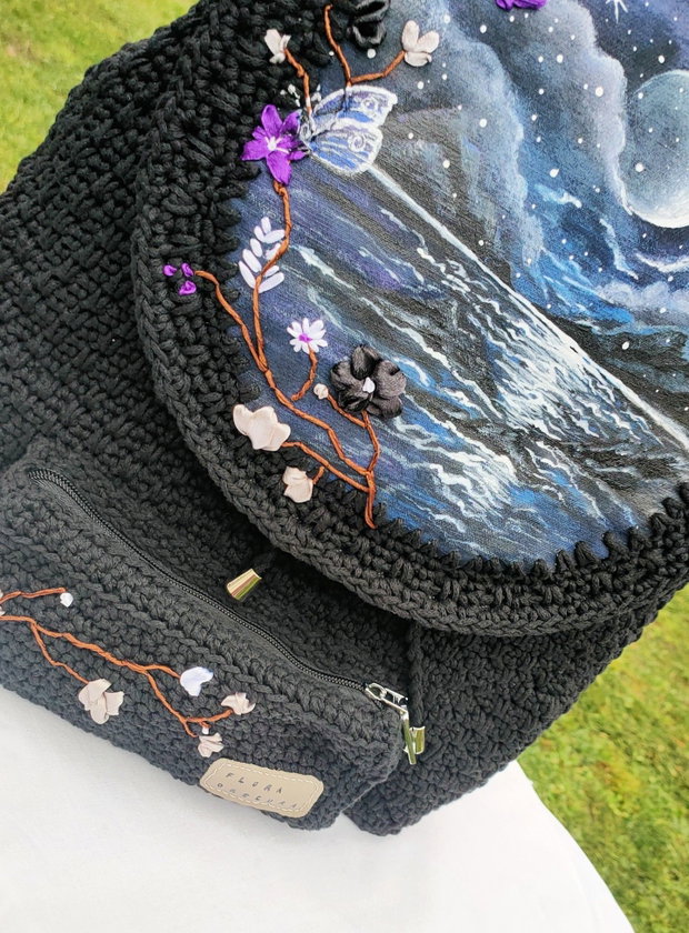 Nocturnă de Obsidian rucsac unicat Flora Obscura