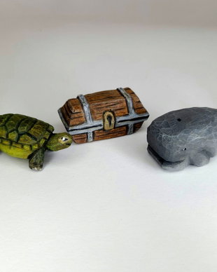 Balena, Testoasa si Comoara. Figurine lemn sculptate manual