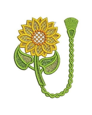 Semn de Carte Brodat Floarea-Soarelui  Semn de Carte Handmade Floral