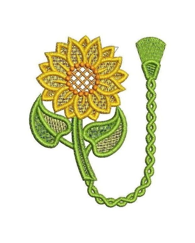 Semn de Carte Brodat Floarea-Soarelui Semn de Carte Handmade Floral