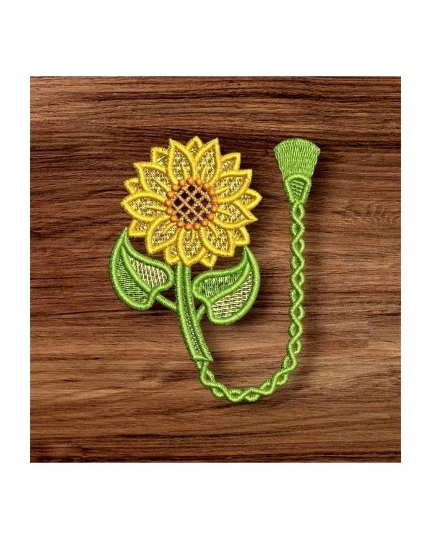 Semn de Carte Brodat Floarea-Soarelui Semn de Carte Handmade Floral