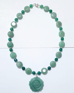 Colier argint 925 cu agat verde, aventurin si hematit