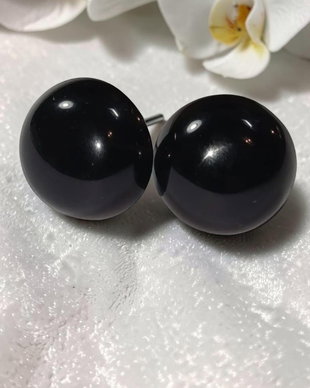 Cercei Inox Argintiu cu Onix Negru