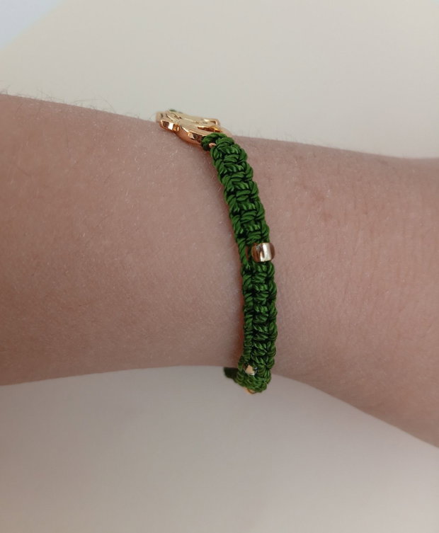 Brățară handmade verde cu simbol infinit