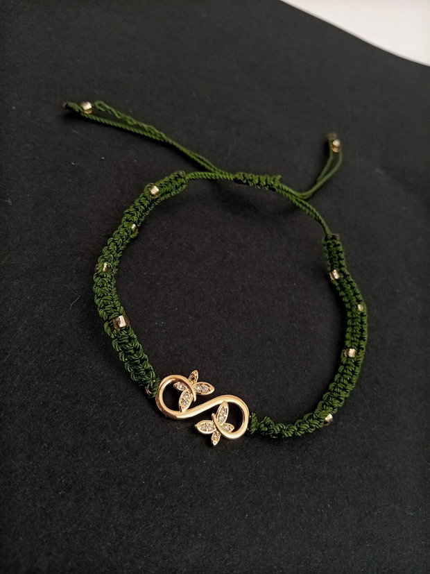 Brățară handmade verde cu simbol infinit