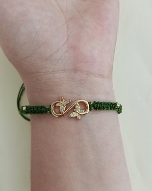 Brățară handmade verde cu simbol infinit