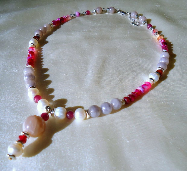 Promotie ! Colier statement cu perle naturale si moon stone