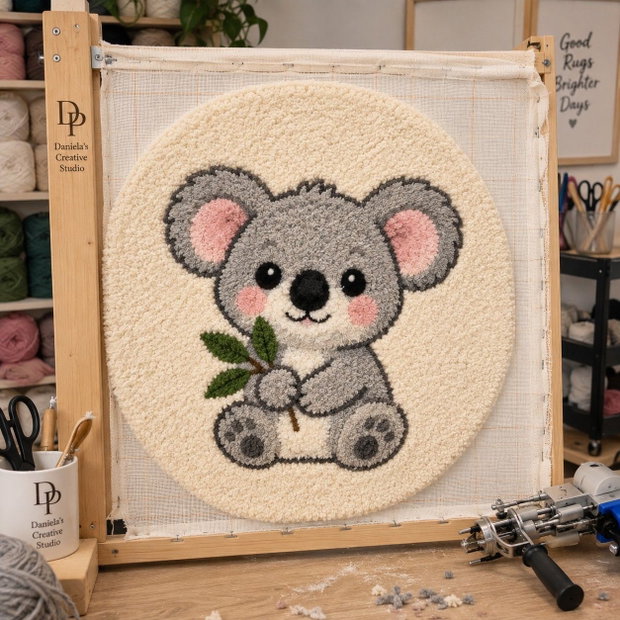 Covor pentru copii tuftat manual model Koala Ø60 cm